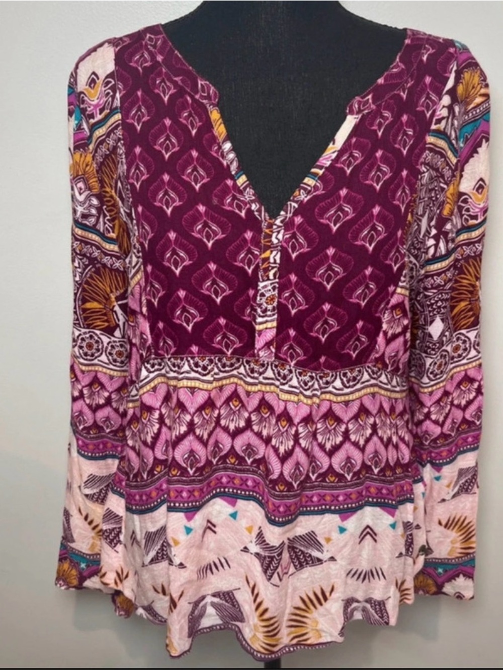 Roxy Plum & Blush Boho V-Neck Tunic